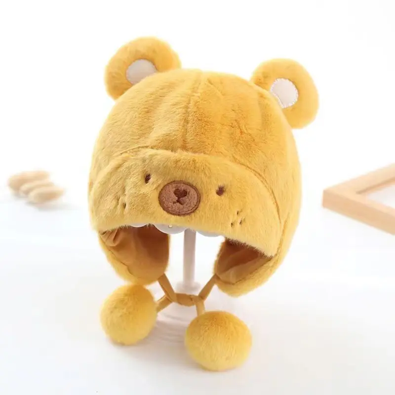 Mũ Nhồi Bông Mềm Mại, Thiết Kế Em Bé Lông Dễ Thương, Chống Gió, Bảo Vệ Lạnh Và Ấm, Mũ Len Làm Ấm Hơn, Mềm Mại Và Thân Thiện Với Da, Thoáng Khí, Thích Hợp Cho Các Hoạt Động Ngoài Trời, Dày Để Bảo Vệ Tai, Chống Gió Và Thoáng Khí, Mềm Mại 6