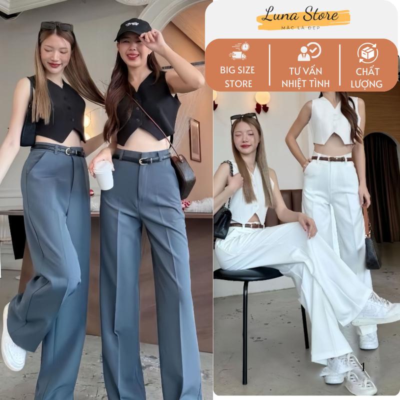 Vải Gold Nhật L1 Quần ống đứng Bigsize cho nàng 1m7 vải tây basic lưng cao dáng dài 103cm form sang xịn mịn hack dáng-quần_ống_rộng_dài_siêu_xinh