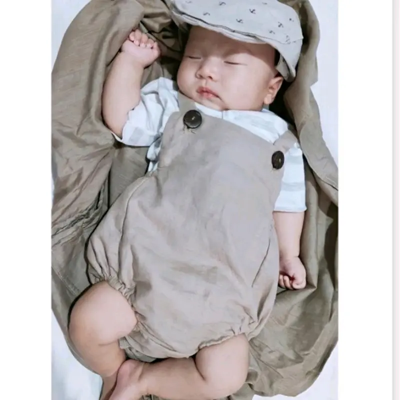 DearRussell Jaden Jumper Baby Boy Girl Unisex Newborn bayi laki-laki Earth Tone PREMIUM LINEN 1