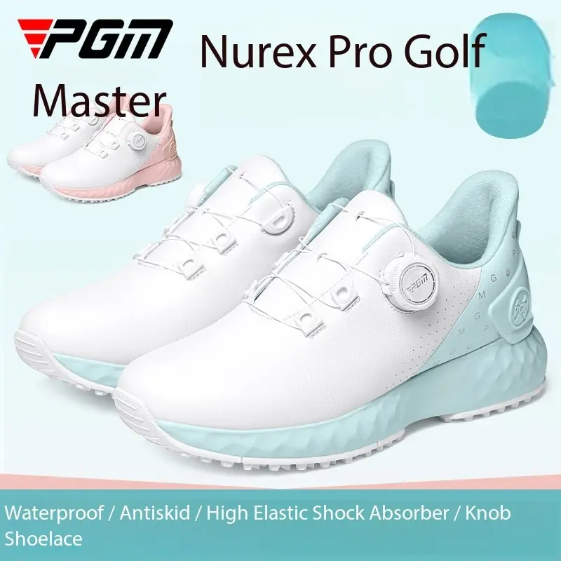 [PGM] Cherry Blossom Golf Shoe Women's Shoes Waterproof Sports Shoes Non-Slip Lightweight Knob Comfortable Shock-Absorbing Nail-Free Shoes Xz402