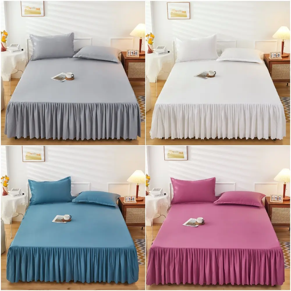 Solid color bed skirt soft skin friendly bed sheet mattress cover bedspread (pillowcase purchase separately)