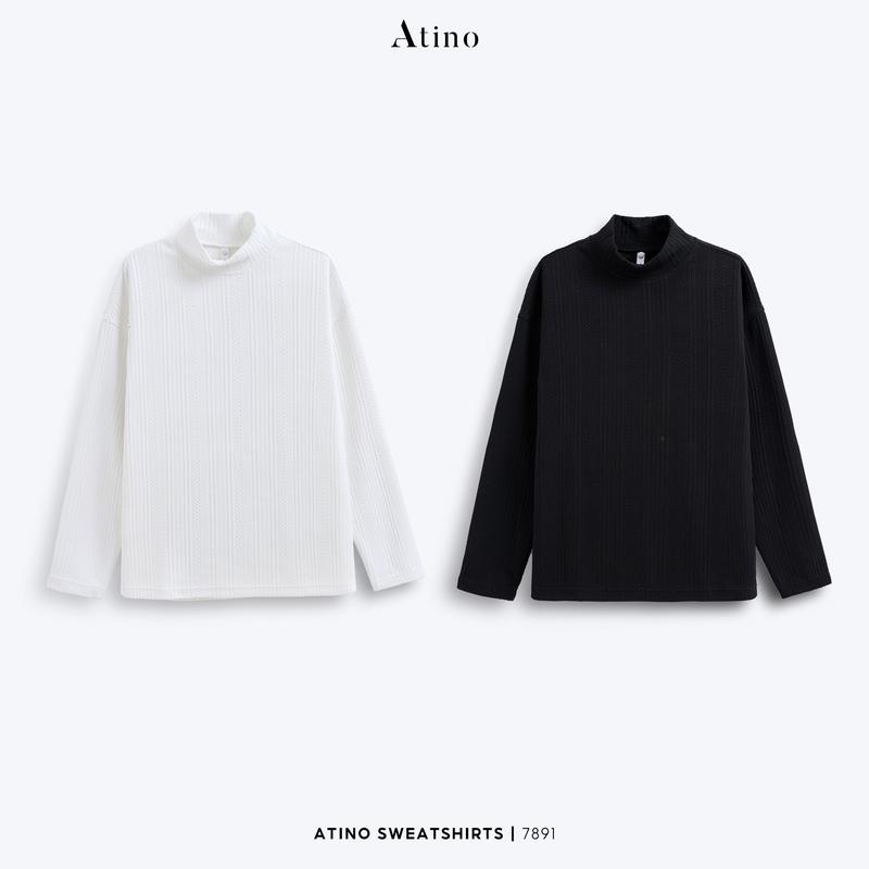 Áo Nỉ Giữ Nhiệt Nam Cổ Lọ Thấp Tay Dài ATINO L.2.7891 Form Slim Menswear Bi Dài Tay Đen Tre a ogi áo  giữ