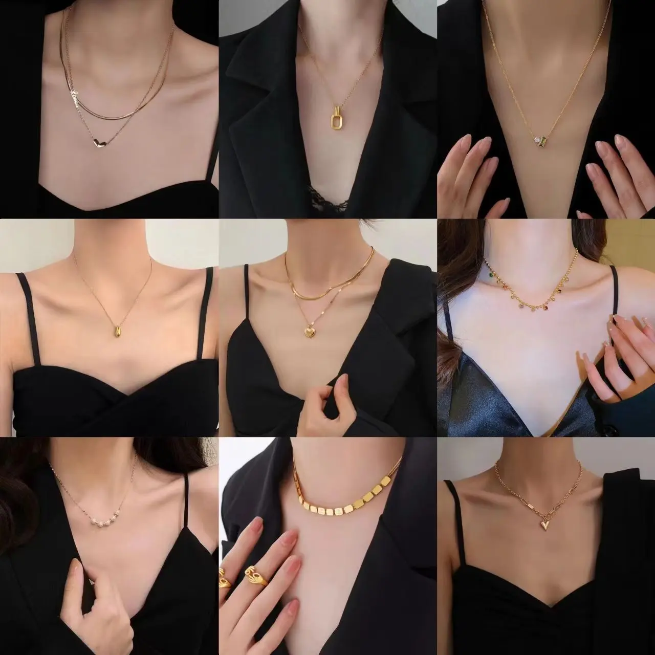 Trendy Titanium Steel Necklace Women's Light Luxury Personalized Clavicle Chain Necklace Women's Special-Interest Design Non-Fading 18K Gold