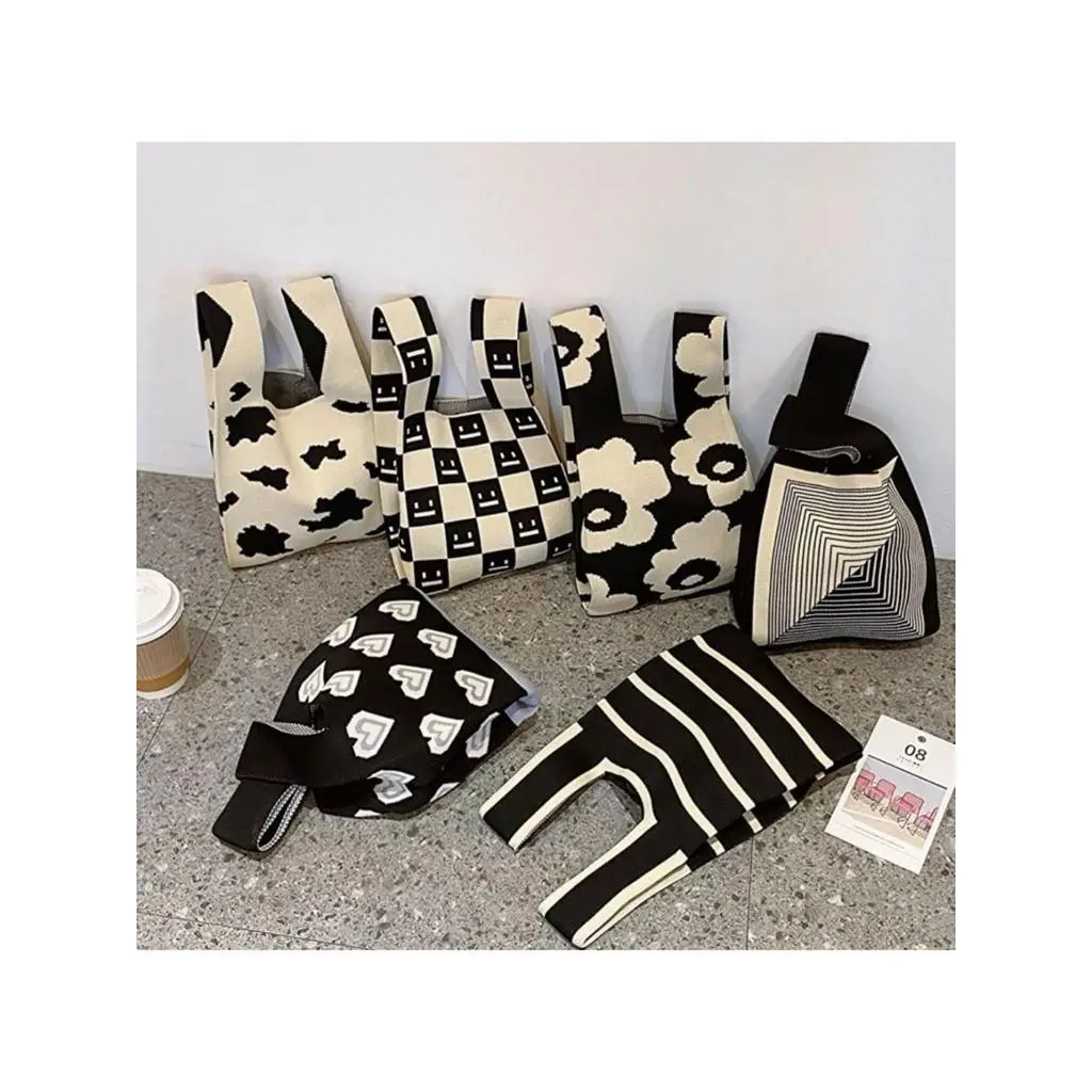 Tas Tote Wanita Bahan rajut Motif Karakter/Tote Bag Wanita import premium/Tas Jinjing rajut karakter