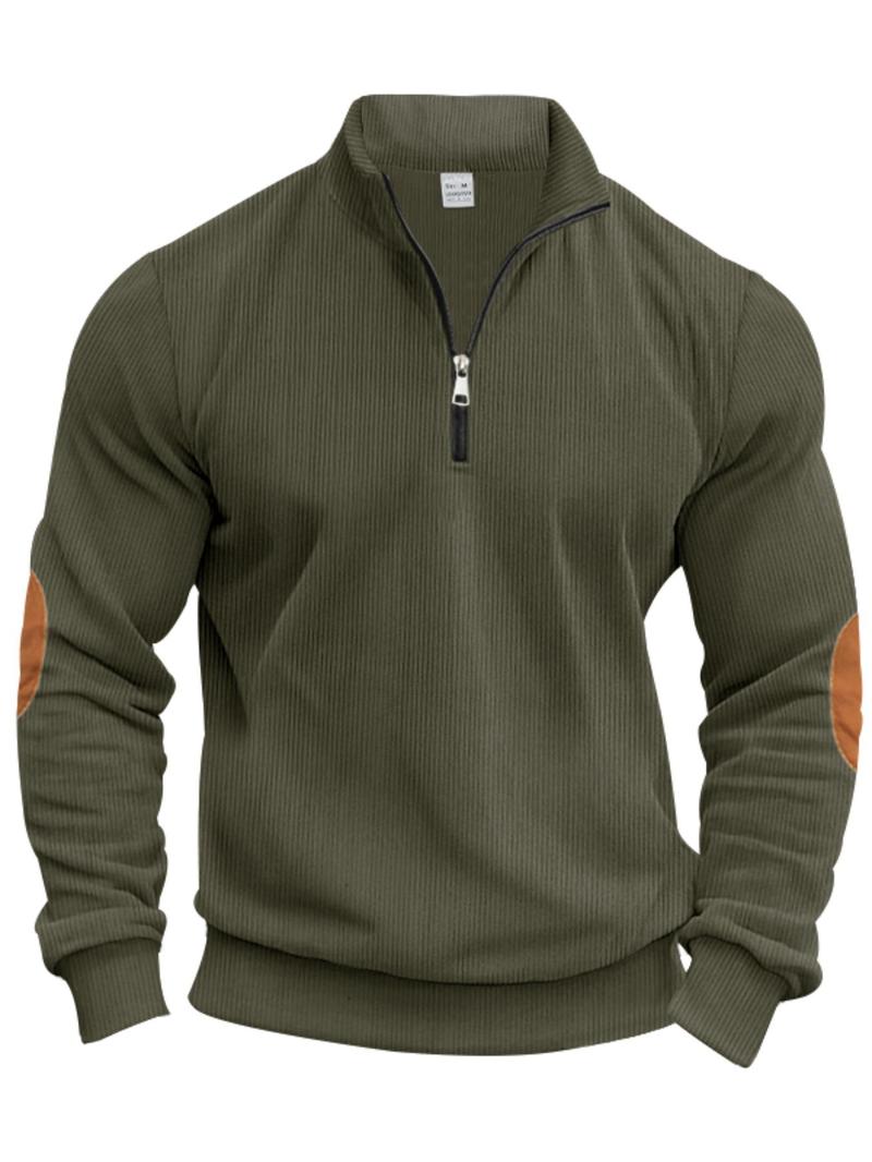 Product Introduction of Men's Colorblock Patchwork Half Zip Sweatshirt, Regular Fit Casual Retro Long Sleeve Collared Pullover for Spring & Fall, Fashion Men's Top for Daily Wear, Hoodie 3