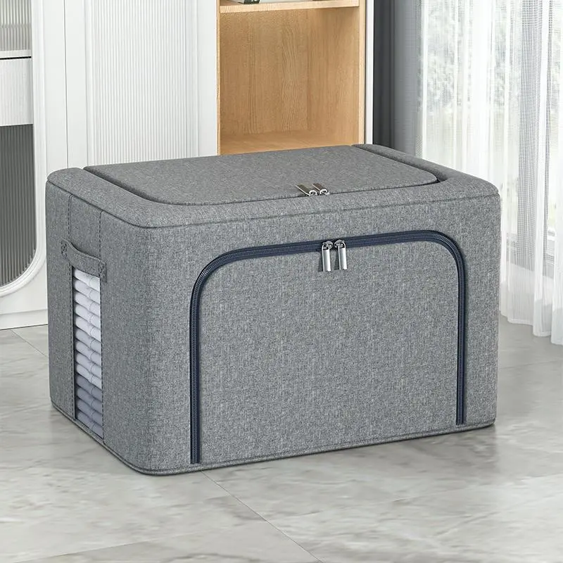 Quilt Storage Box with Zipper, 1 Count Foldable Large Capacity Clothes Storage Organizer, Summer Gift Ideas, Household Storage Box, Home Organizers