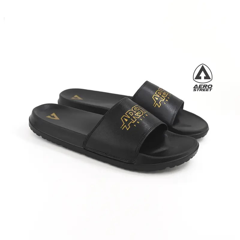 Aerostreet 39-44 Electra Hitam Hitam - Sandal Sendal Selop Slip On Casual Pria Wanita Aero Street BAAAA 4