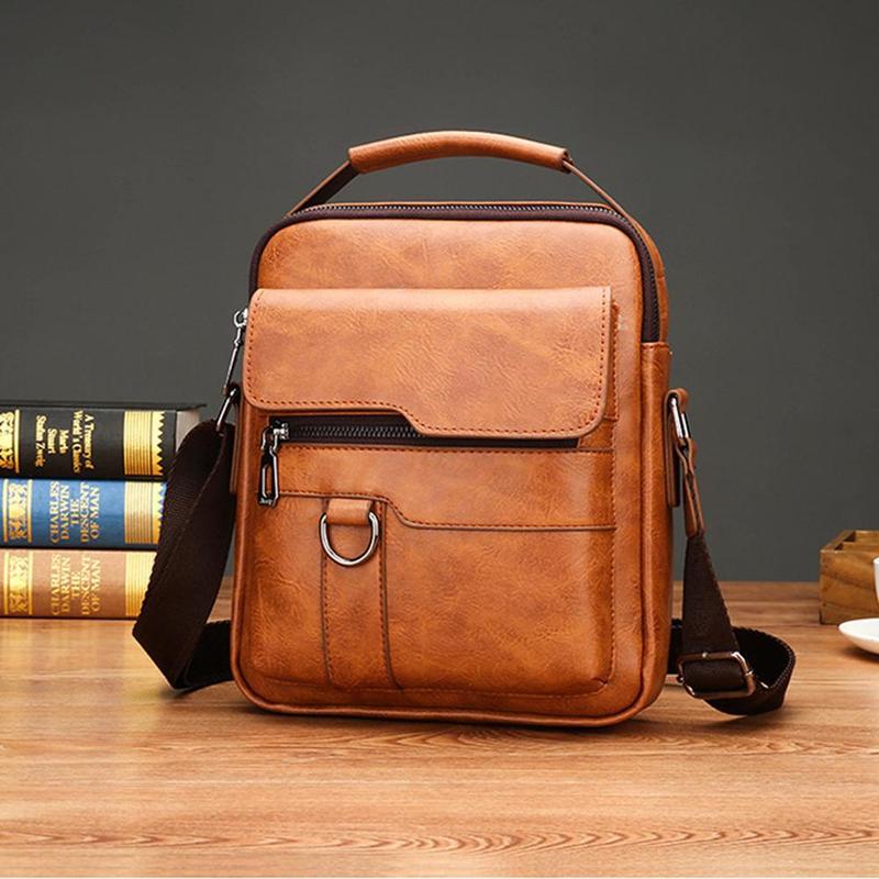 Product Introduction of Men's Messenger Bag Casual Vintage PU Leather Crossbody Handbag Adjustable Shoulder Strap Men's Briefcase Backpack 33