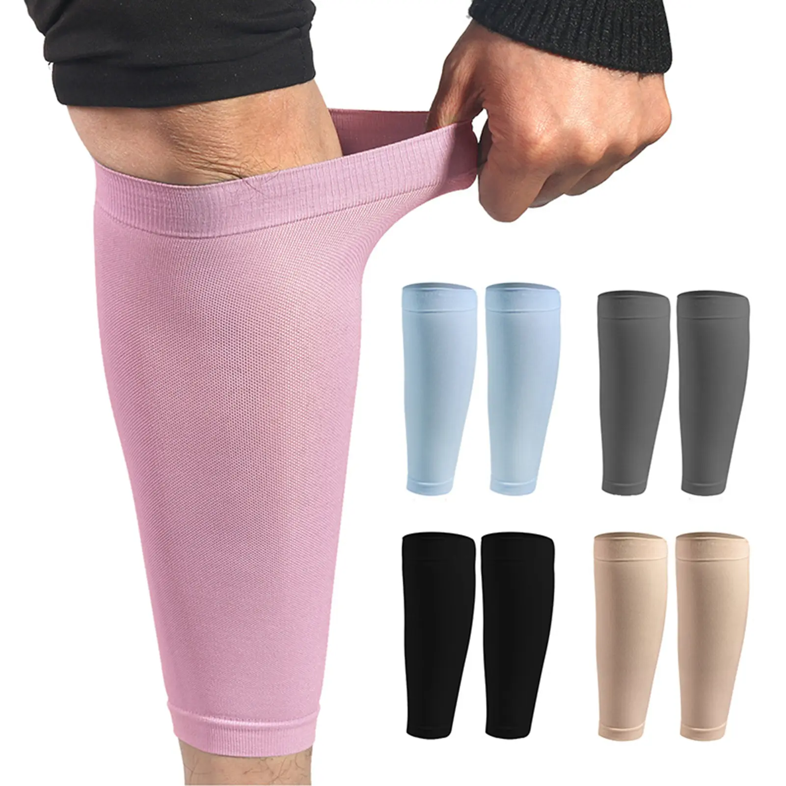 [KIN] 2Pcs Elastic Leg Sleeves Breathable Compression Calf Guard Protector Strip for Outdoor Sports