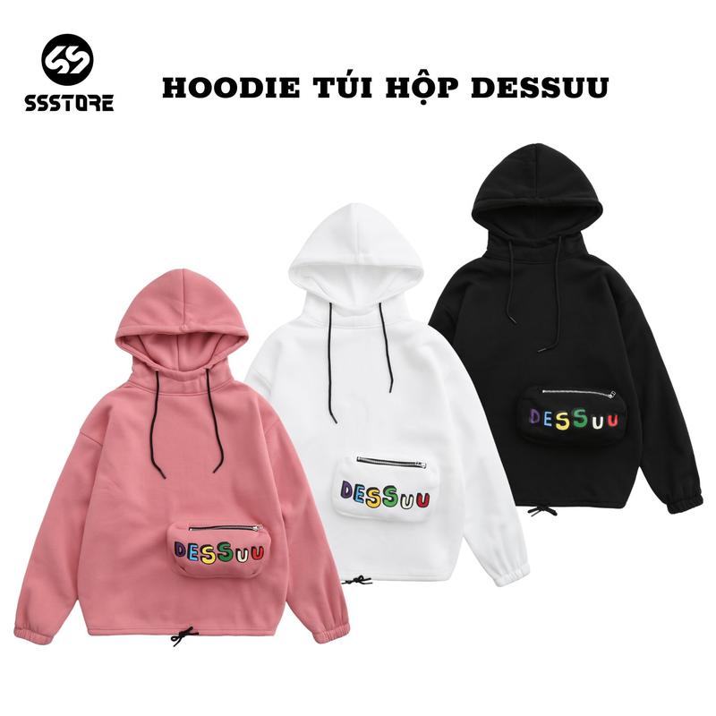 Áo khoác hoodie túi hộp Dessuu nỉ bông dày dặn form rộng unisex nam nữ_SSSTore Menswear Tay Dài