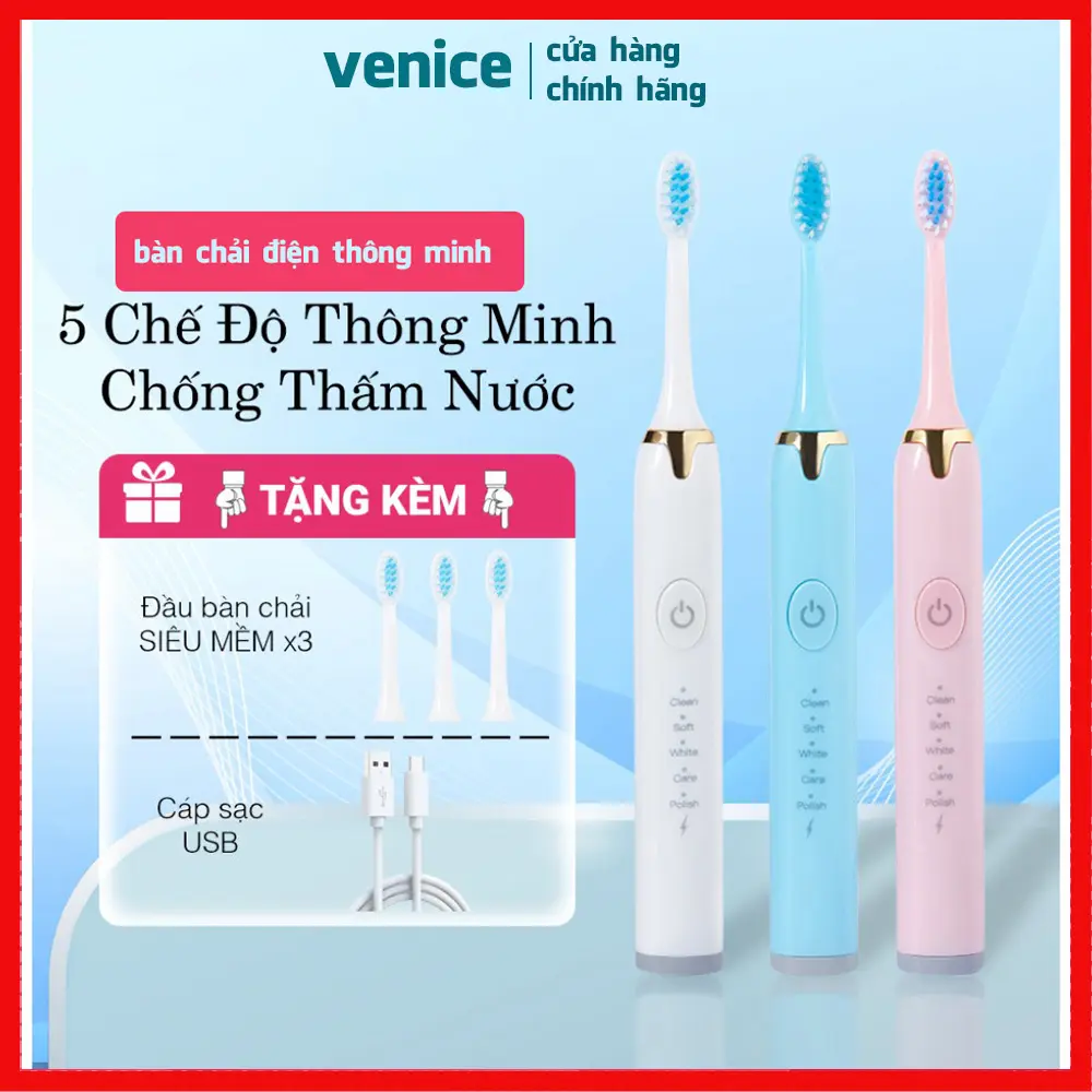 Bàn chải đánh răng điện dành cho người lớn Lông mềm Bàn chải đánh răng điện Bộ gia đình có thể sạc Điện
