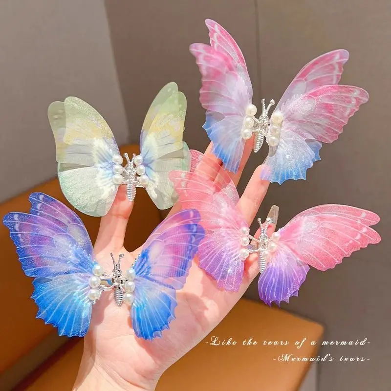 [Store Hot Sale] Handmade Lively Butterfly Children's Hair Clip Ancient Style Hair Accessories for Girls Moving Spring Butterfly Cute Chinese Style Retro