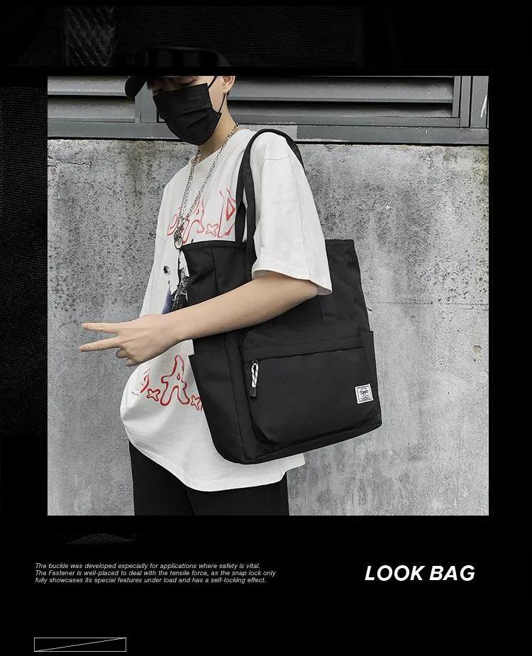Product Introduction of Japan Fashion Tote & Shoulder Bag Nylon Waterproof Big Capacity Men Shoulder Bag Tote Bag Briefcase for Men Birthday Gift 0