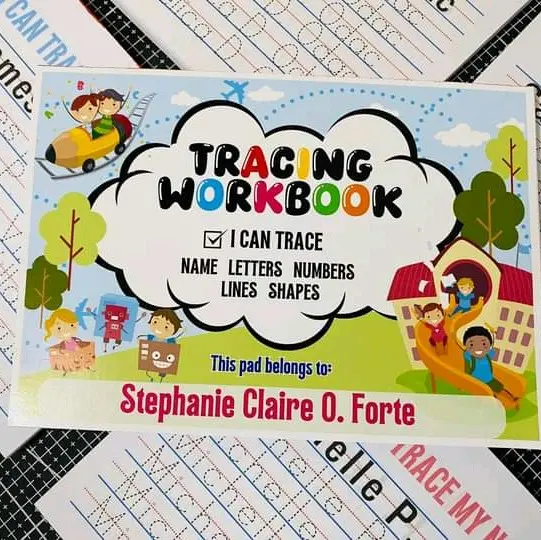 Tracing pad for kids Personalized/a5 size/NAME, ALPHABET, SHAPES,LINES, NUMBER TRACING 75 PAGES WITH FREE PENCIL