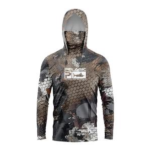 เสื้อปืนล่าสัตว์ผู้ชาย พร้อมหน้ากาก แขนยาว เสื้อฮู้ด ตกปลาสันทนาการกลางแจ้ง UPF 50+