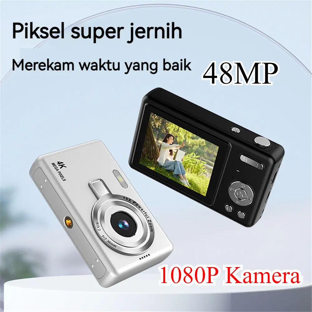 【COD】4K Camera Digital Digicam Kamera Pocket 1080P/Kamera Saku Model Retro/48MP Kamera Pocket/2.4 Inci Zoom 16x Kamera Saku ccd Cctv