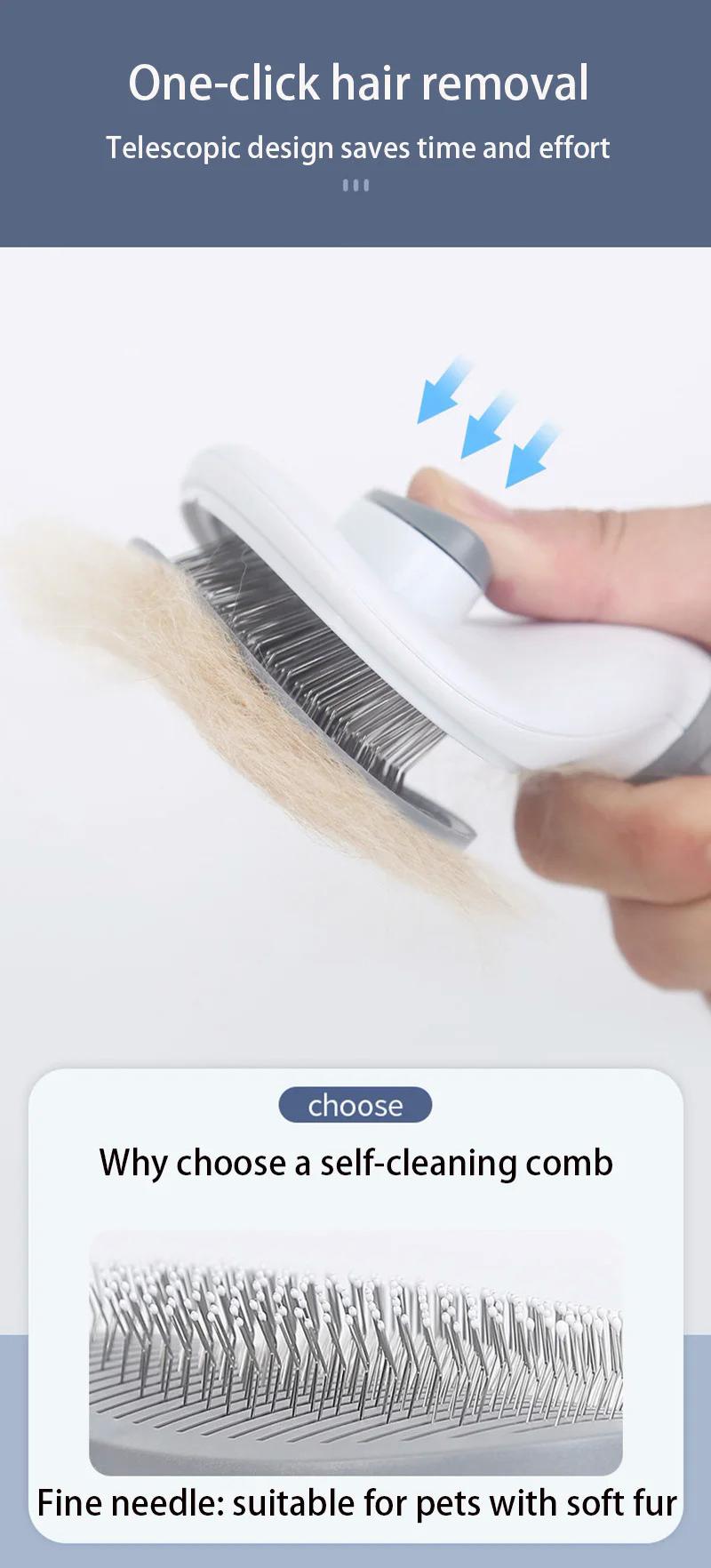 Product Introduction of Pet dog hair brush cat comb grooming and care cat brush stainless steel comb for long hair dogs cleaning pets dogs accessories 3