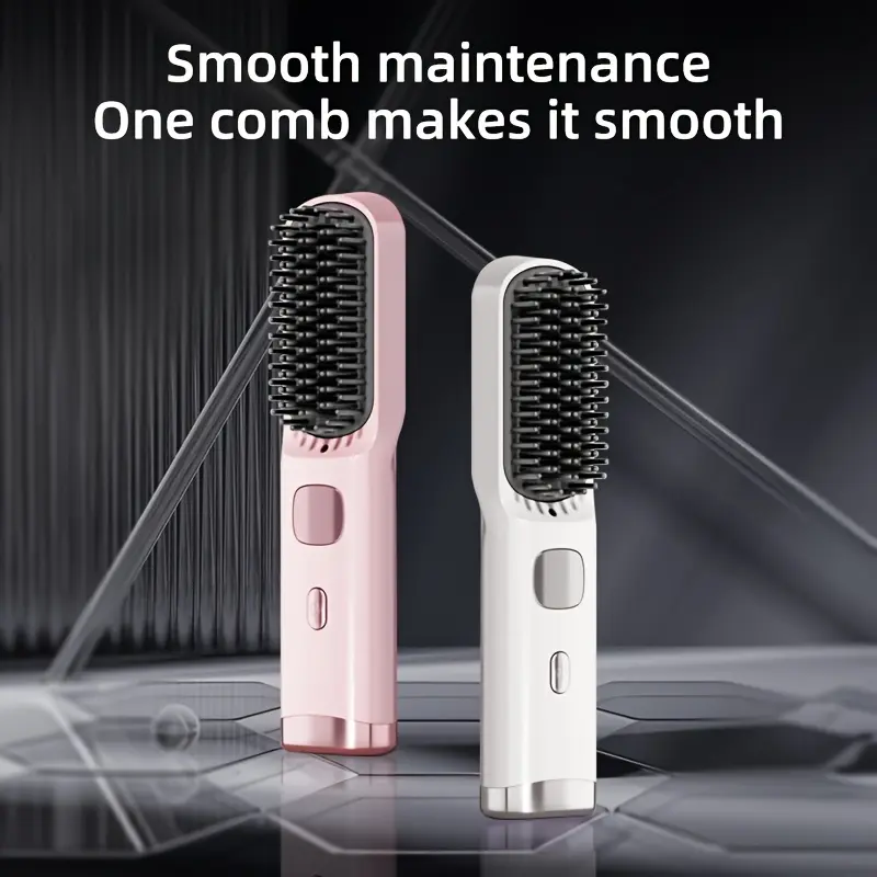 Máy Duỗi Và Uốn Tóc Cầm Tay Màu Hồng Thời Trang, 2 Trong 1, Không Dây, Có Thể Sạc Lại USB, Với Pin Lithium 4000mAh, 4 Nhiệt Độ Có Thể Điều Chỉnh, Công Nghệ Chống Bỏng Và Ion Âm, Để Tóc Mượt Mà Và Phát Triển, Hoàn Hảo Để Sử Dụng Tại Nhà Và Du Lịch 0