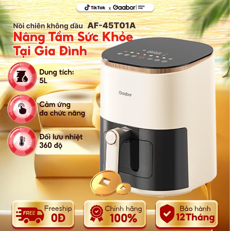 Nồi chiên không dầu Gaabor AF-45T01A điện tử dung tích 5 lít dùng cho gà, vịt nguyên con dưới 1200g công suất 1350W đa năng thiết kế đẹp mắt Nấu ăn cooker noi chien gaabor nướng lò nướng hấp sấy air fryer