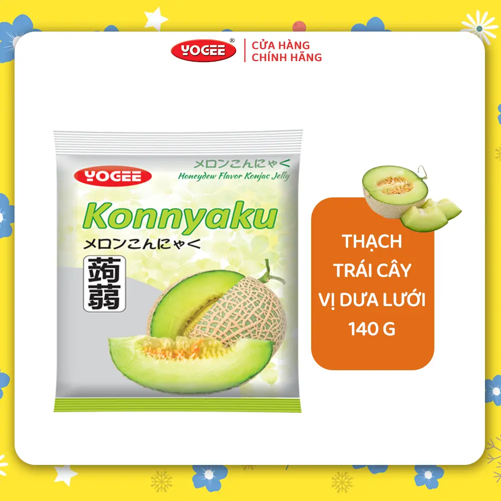 Thạch trái cây YOGEE Konjac Jelly vị Dưa Lưới 140g (14g × 10 gói nhỏ)