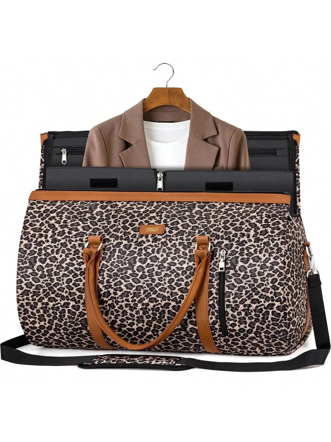 Leopard & Flower & Polka Dot Pattern Weekender Bag, Casual Zipper Large Capacity Travel Bag, Multifunctional Carry on Garment Bag for Travel Use, Travel Accessories