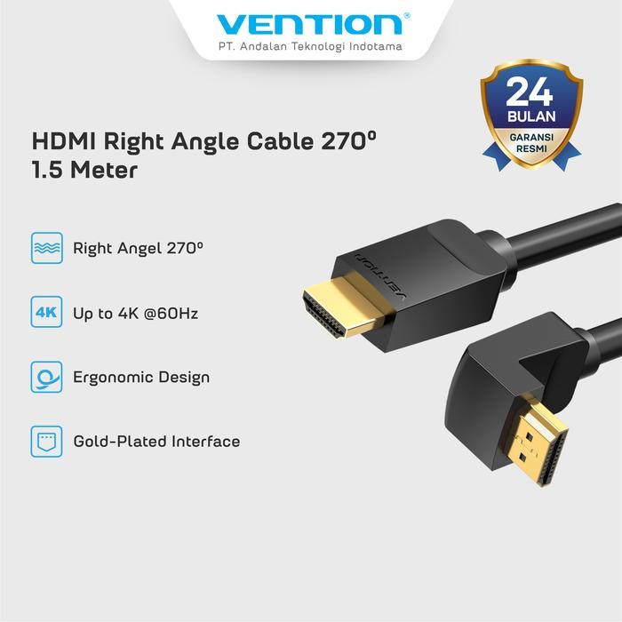 Jual Vention Kabel HDMI 2.0 Right Angle Cable 270 Degree 4K 60Hz 3D ...