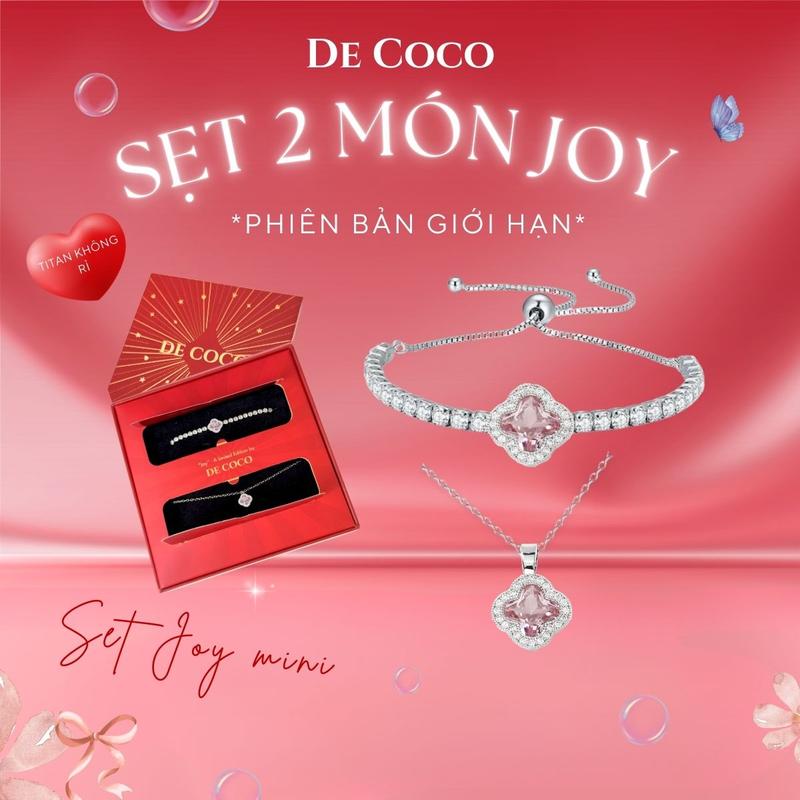 [LIMITED EDITION] KHÔNG ĐEN GỈ - Bộ phụ kiện trang sức nữ vòng cổ, vòng tay và khuyên tai đính đá 4 món JOY  De Coco