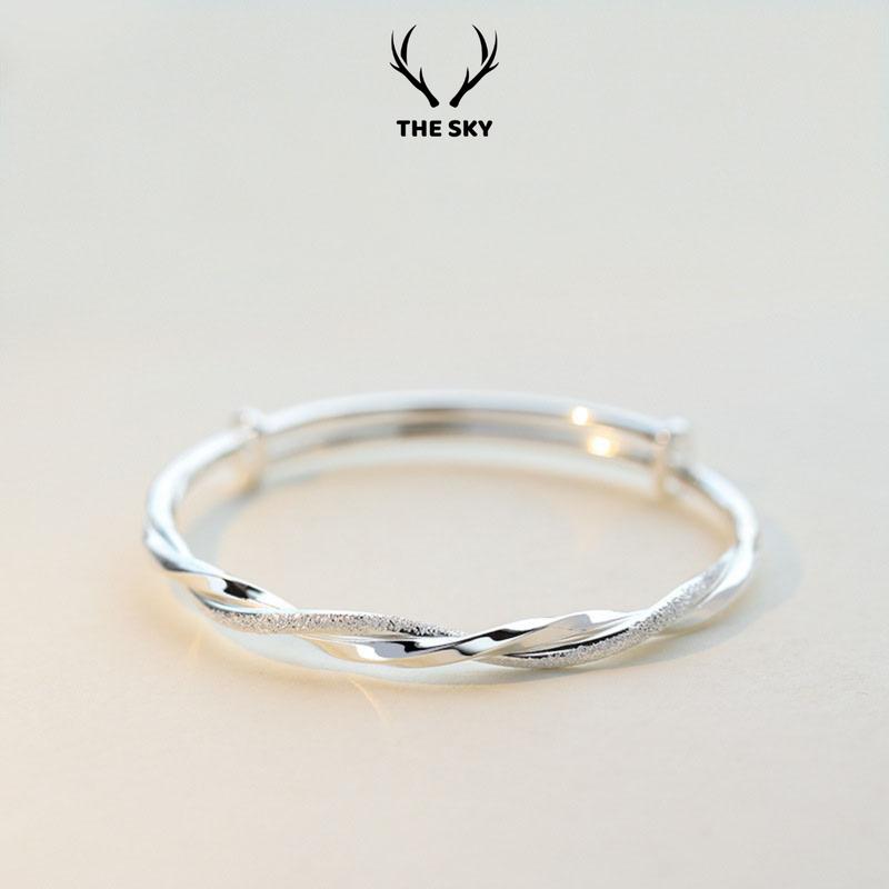  Lắc tay nữ The Sky Kiềng tay Xoắn nhám cách điệu xinh xắn freesize có thể tuỳ chỉnh theo tay đeo TSLT001 