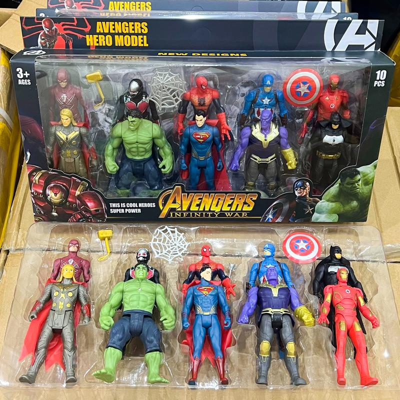 Hộp Đồ Chơi Mô Hình Siêu Anh Hùng AVENGERS Cao Cấp - Bằng Nhựa ABS Xoay Các Khớp, Có Đèn Led Phát Sáng Và Phụ Kiện Đi Kèm Nhân Vật Toy