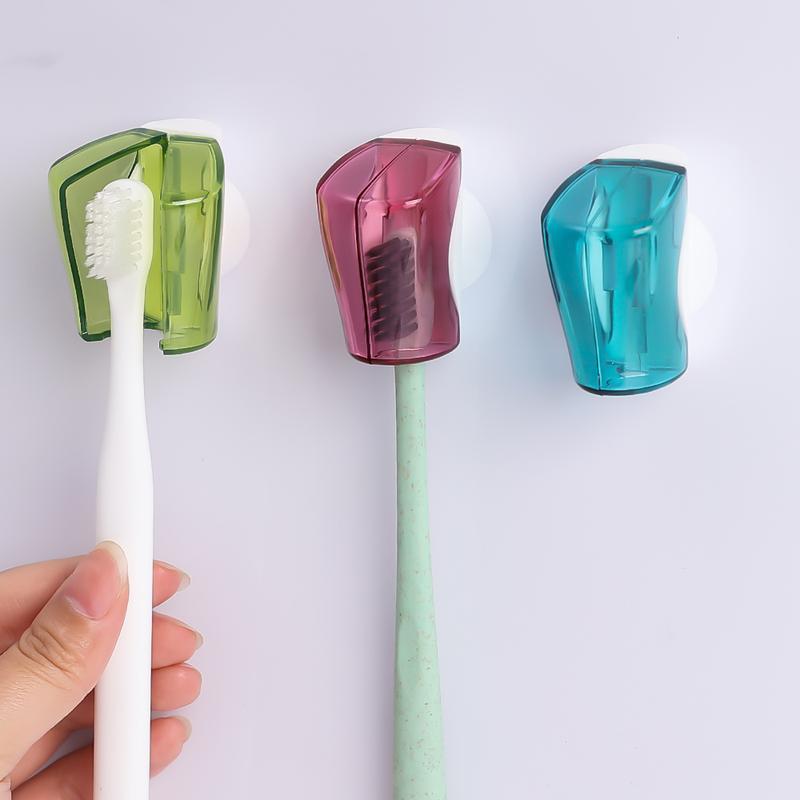 Product Introduction of 1pc random Toothbrush Holder Protector Cover with Suction Cup Wall Mounted Dustproof Cover Bathroom Storage Case for Travel Home Hotel 13