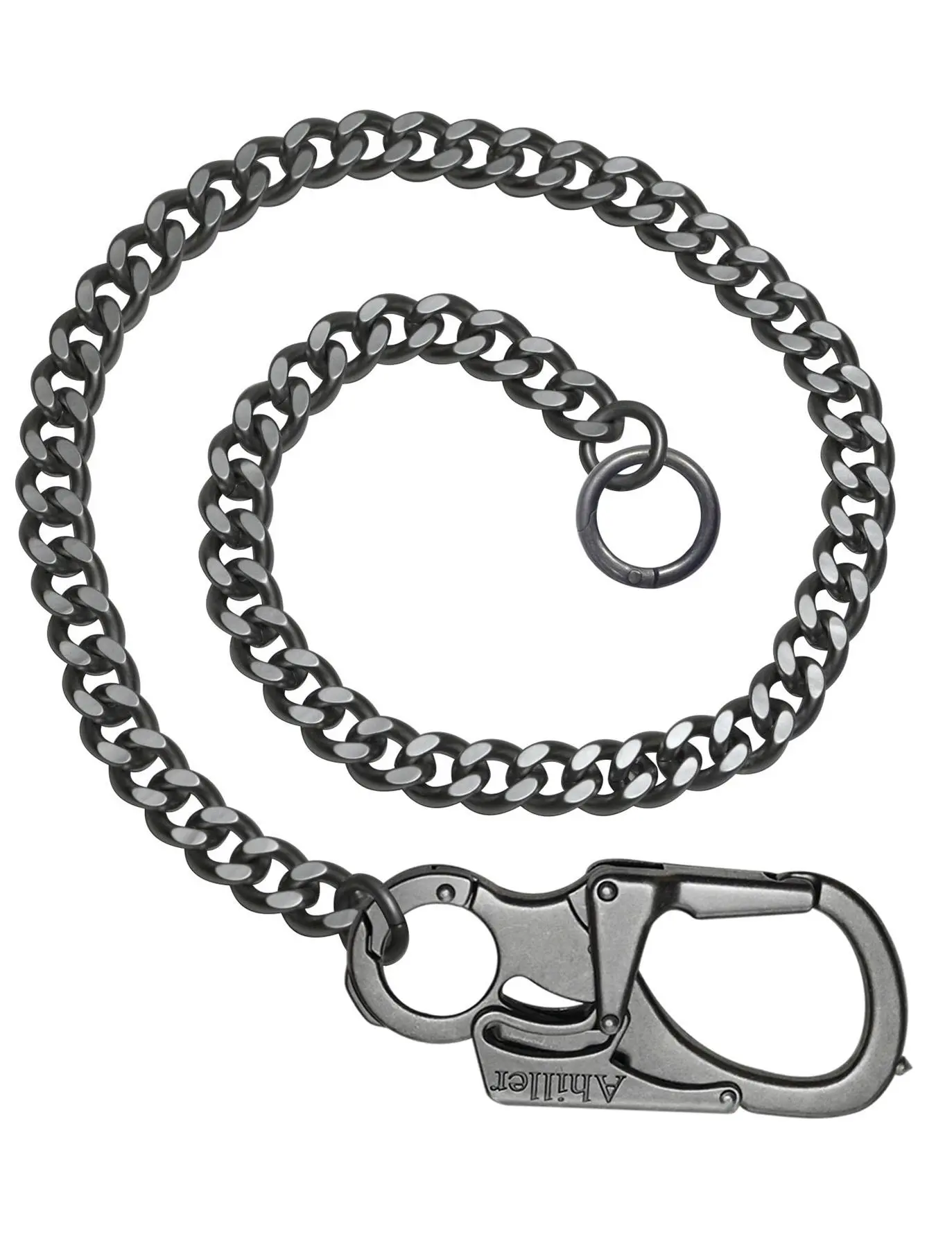 Men's Stainless Steel Keychain, Fashionable Extended Chain Keychain with Double Lock Design, Outdoor Camping, Hiking Accessories, Key Ring for Bicycle/Motorcycle