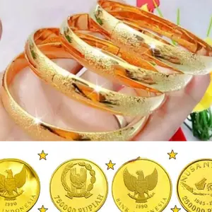 Gelang Tangan Keroncong Pasir Gold 24K Dari Bahan Koin Asli Lapis Emas Anti luntur