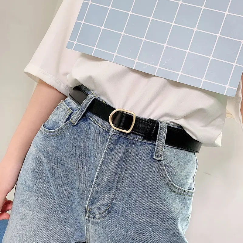 Miyeon TP526 Ikat Pinggang Wanita Bahan PU Belt Model Korean Thin Gesper Gaya Retro 4