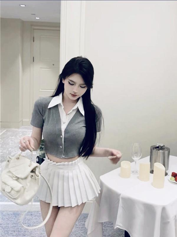 Áo thun croptop tay ngắn phối cổ somi trắng BIGSIZE H031