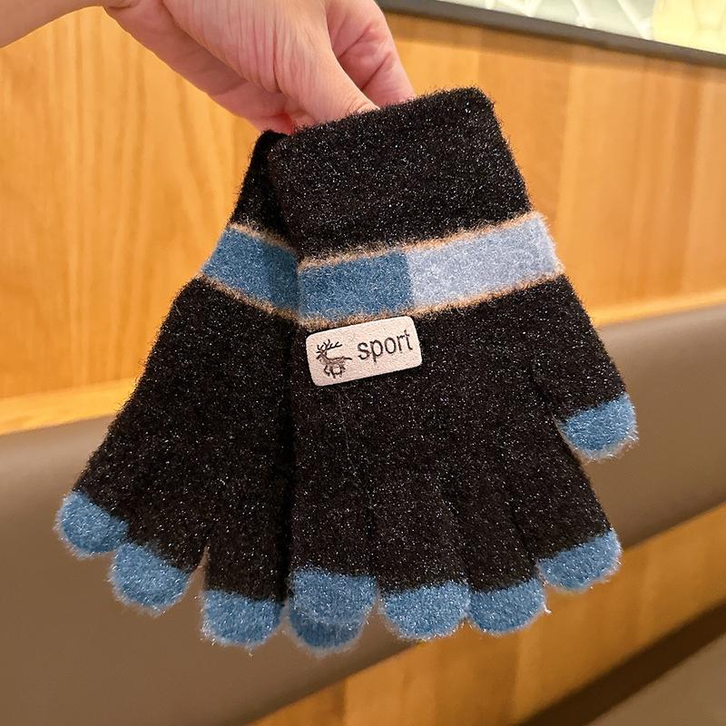Product Introduction of Children's Gloves Autumn and Winter 5-12 Years Old Knitted Warm-Keeping and Cold-Proof Primary School Boys and Girls Baby Five Finger Riding Gloves 5