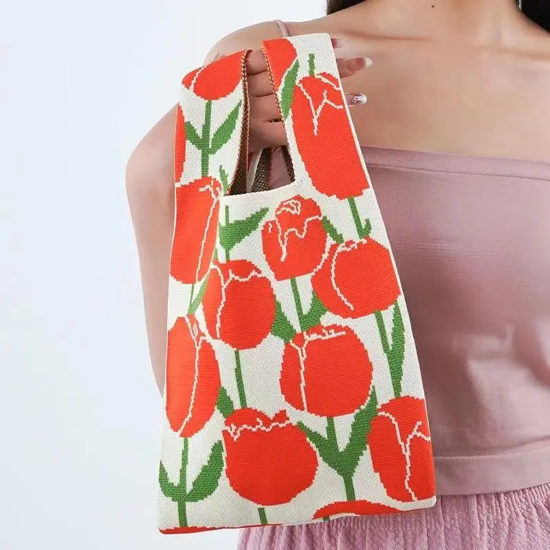 Tas Belanja Rajut Tas Tangan Wanita Lucu Style Korea Tote Bag Rajut Handmade Tas Anyaman 8