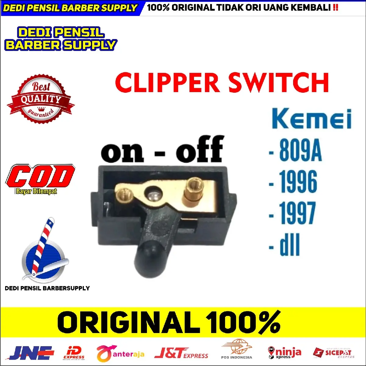 SAKLAR SWITCH ON OFF CLIPPER KEMEI HITAM SPAREPART CLIPPER