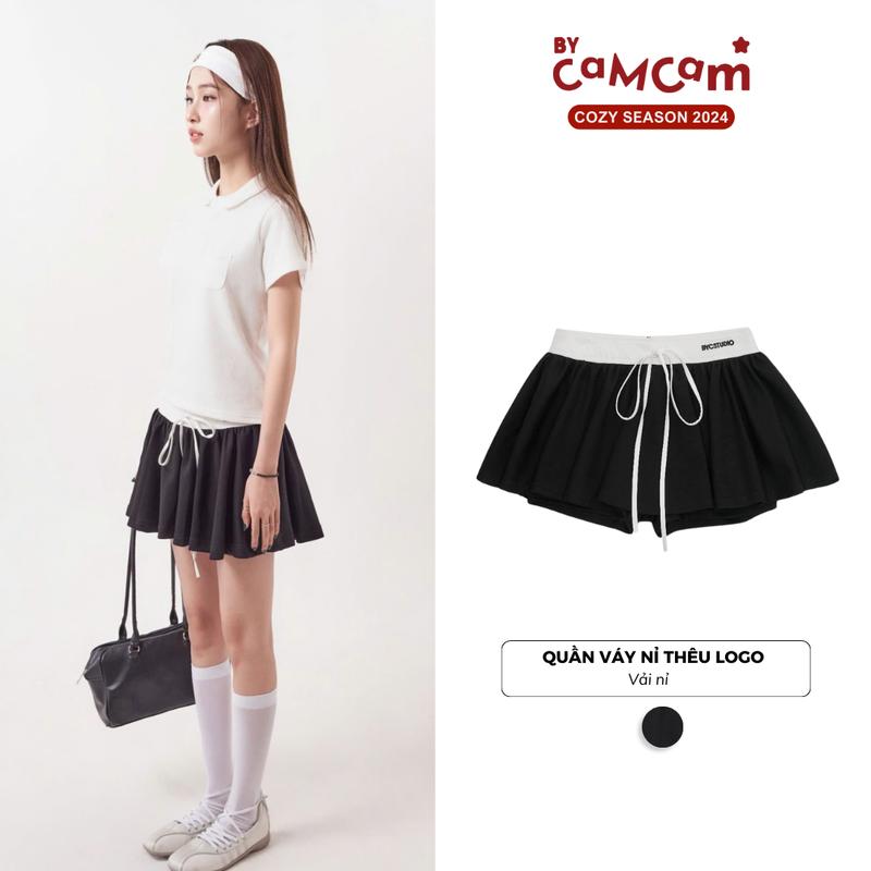 Quần VÁY NỈ THÊU LOGO Cơ Bản Hack Dáng Cho Nữ Mùa Thu Đông Bycamcam