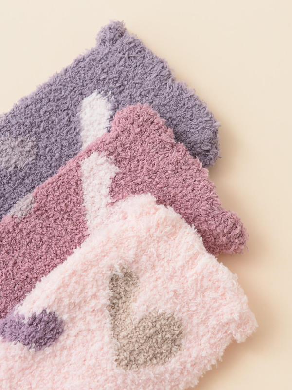 Women's Heart Print Fuzzy Socks, Cute Warm Comfy Crew Socks, Fluffy Mid-calf Socks for Fall & Winter, Cold Weather Gear, Valentine's Day Gift, Comfort Women Floor Socks, Nanny Gift 2