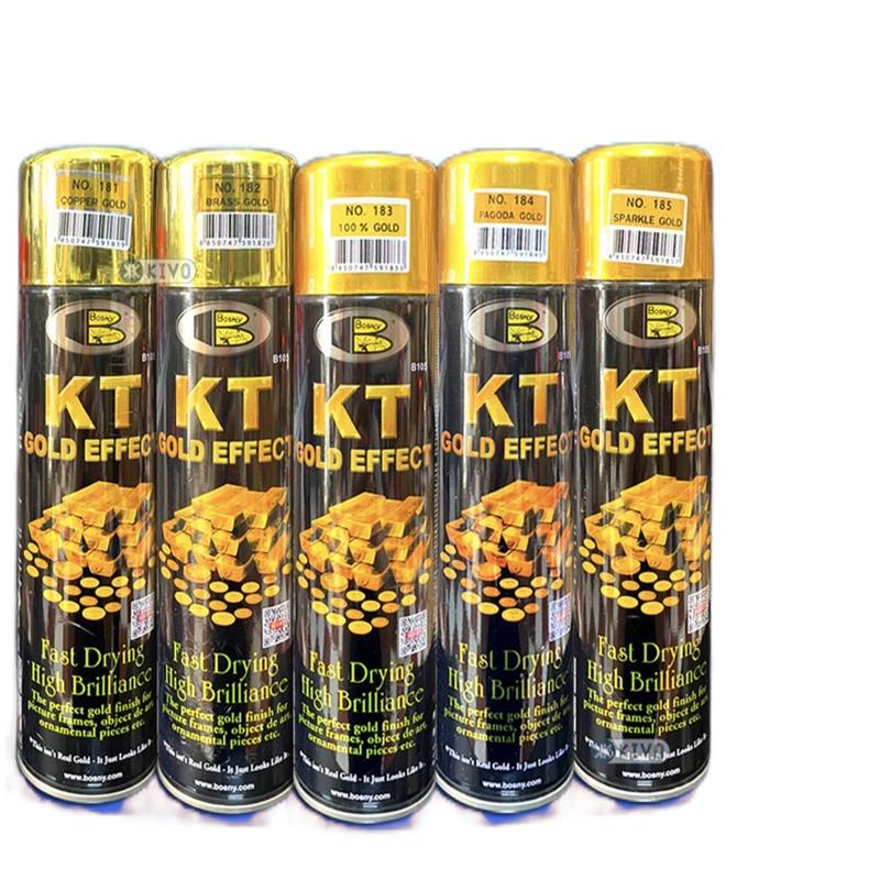 Sơn Xịt Mạ Vàng 24k 18k KT Bosny CHÍNH HÃNG - Sơn Mạ Crom Vàng Bóng - Sơn Nhũ Vàng, Nhũ Bạc