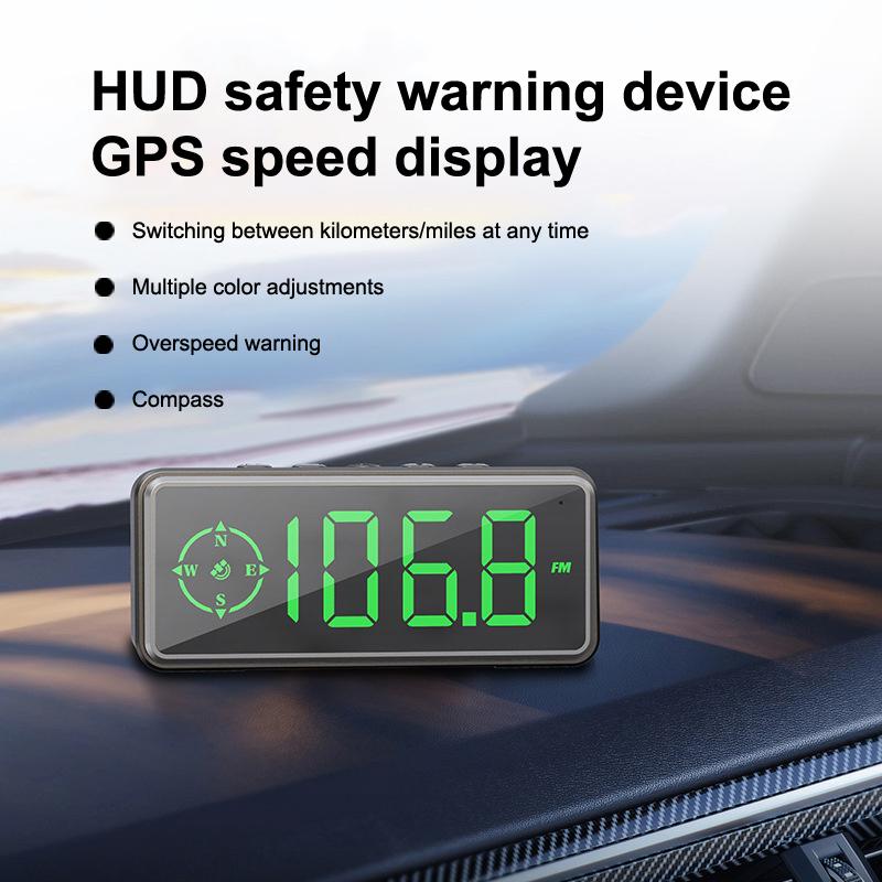 Product Introduction of Car Digital Speed Head Up Display Universal Speedometer HUD  Compass Speed Measurement Indicator For Truck Vehicles USB Power 9