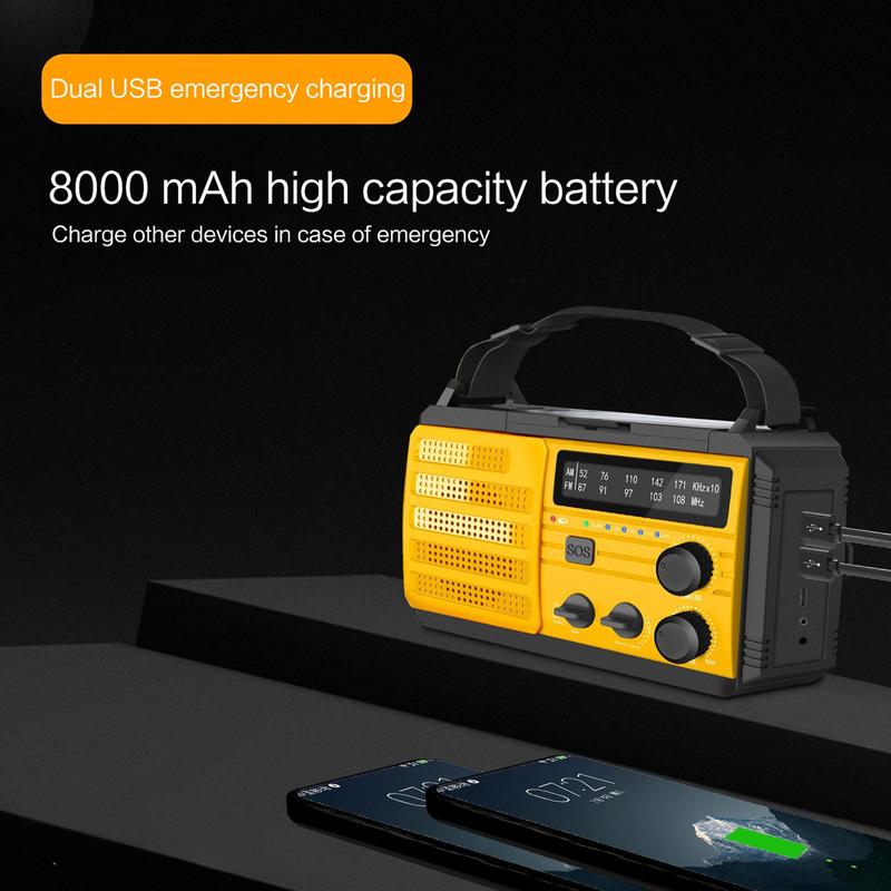 Solar Powered Hand Crank Radio, AM/FM Radio with SOS Emergency Alert, Multifunctional Radio with Compass & Flashlight for Camping, Hiking, Outdoor Adventure 6
