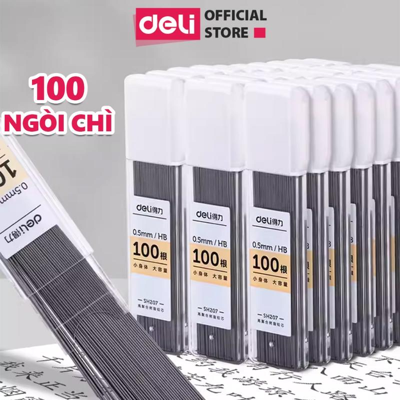 Ruột bút chì kim 0.5mm Deli - ngòi chì kim 100 chiếc 2B, lõi chì bấm nhỏ gọn tiện lợi phù hợp cho học sinh, văn phòng