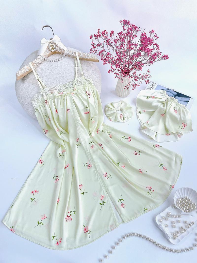 Product Introduction of Đầm ngủ 2dây bigsize phối ren in hình dễ thương chất liệu lụa latin cao cấp thoáng mát. 15