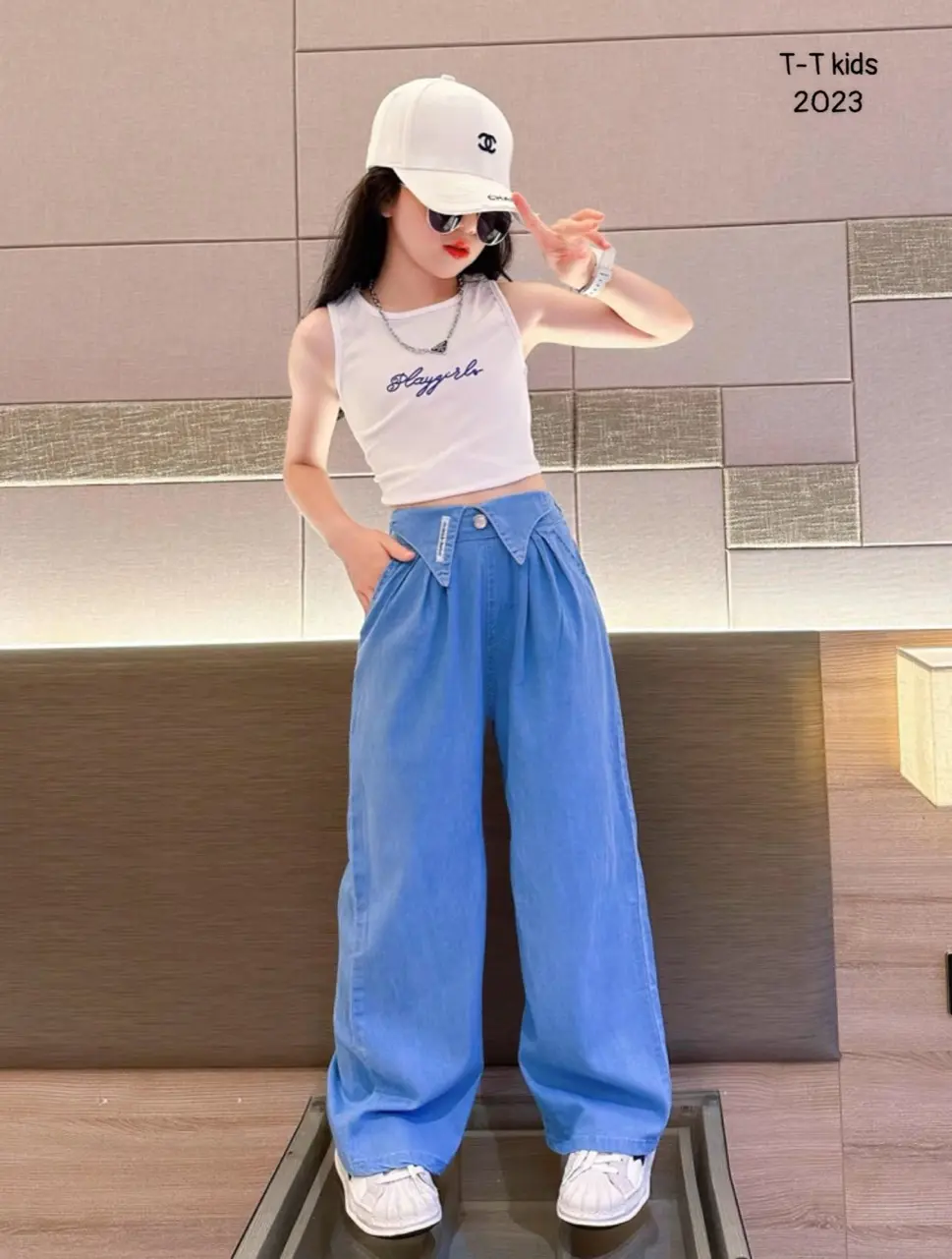 { 20-50 kg} Sét bò áo phông cotton 10% kết hợp quần ống xuông rộng