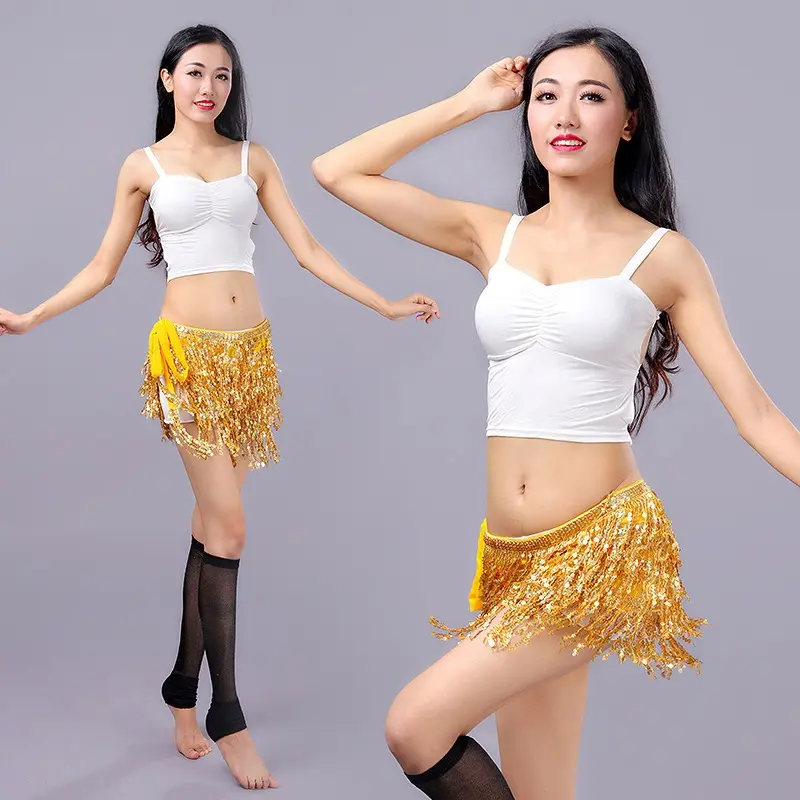 Belly Dance Hip Scarf Sequins Tassel Bag Hip Skirt Sabuk Tari Perut Selendang Zumba Sequin Payet Manik Rumbai Pelangi Gliter Rok