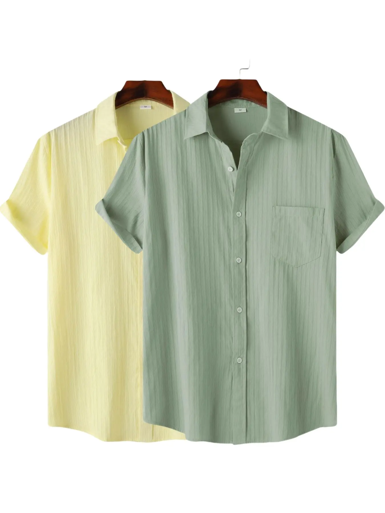 Men's Solid Color Short Sleeve Shirt, Casual Comfy Top for Spring & Fall, Men's Clothes for Daily Wear