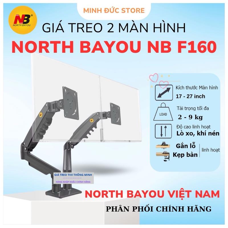 Giá Treo Hai Màn Hình Máy Tính North Bayou NB F160 17-27 Inch Dạng Gắn Bàn arm đôi arm  đôi