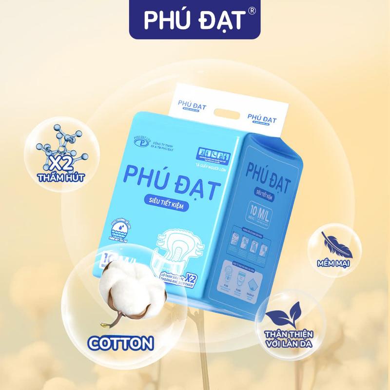 PHÚ ĐẠT: Combo 50 miếng Bỉm người già Phú đạt 50 miếng siêu tiết kiệm tã dán người già