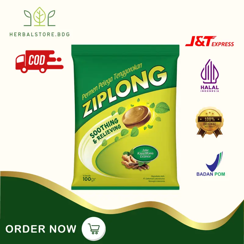 Permen Ziplong 1 Bag Isi 50 - Permen Pereda Tenggorokan Candy Mint Organik Food Manis 0